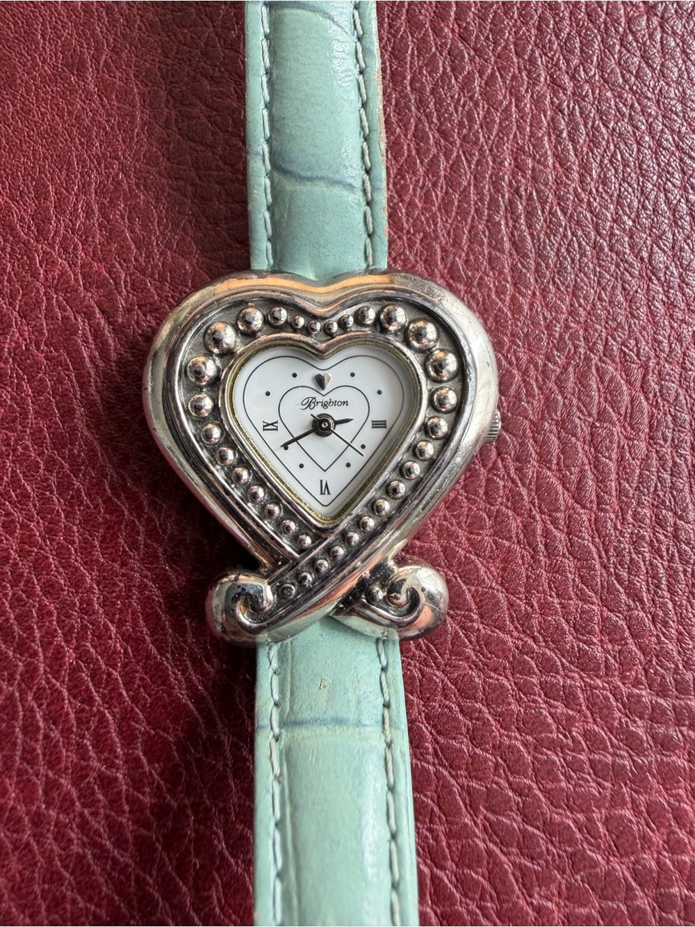 Brighton Fairfax Heart Watch with Mint Leather Strap